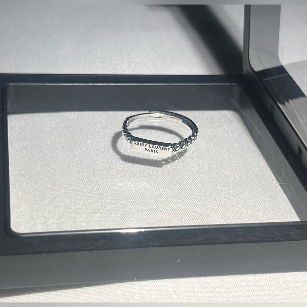Saint Laurent Twisted Silver Ring